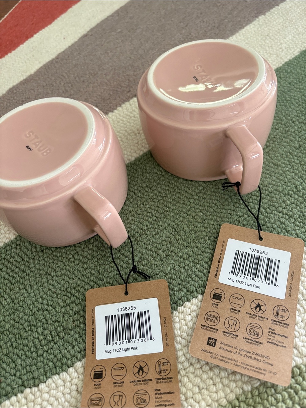NWT Staub Stackable 17 oz Mugs Light Pink- Set of 2 - Picture 4 of 10
